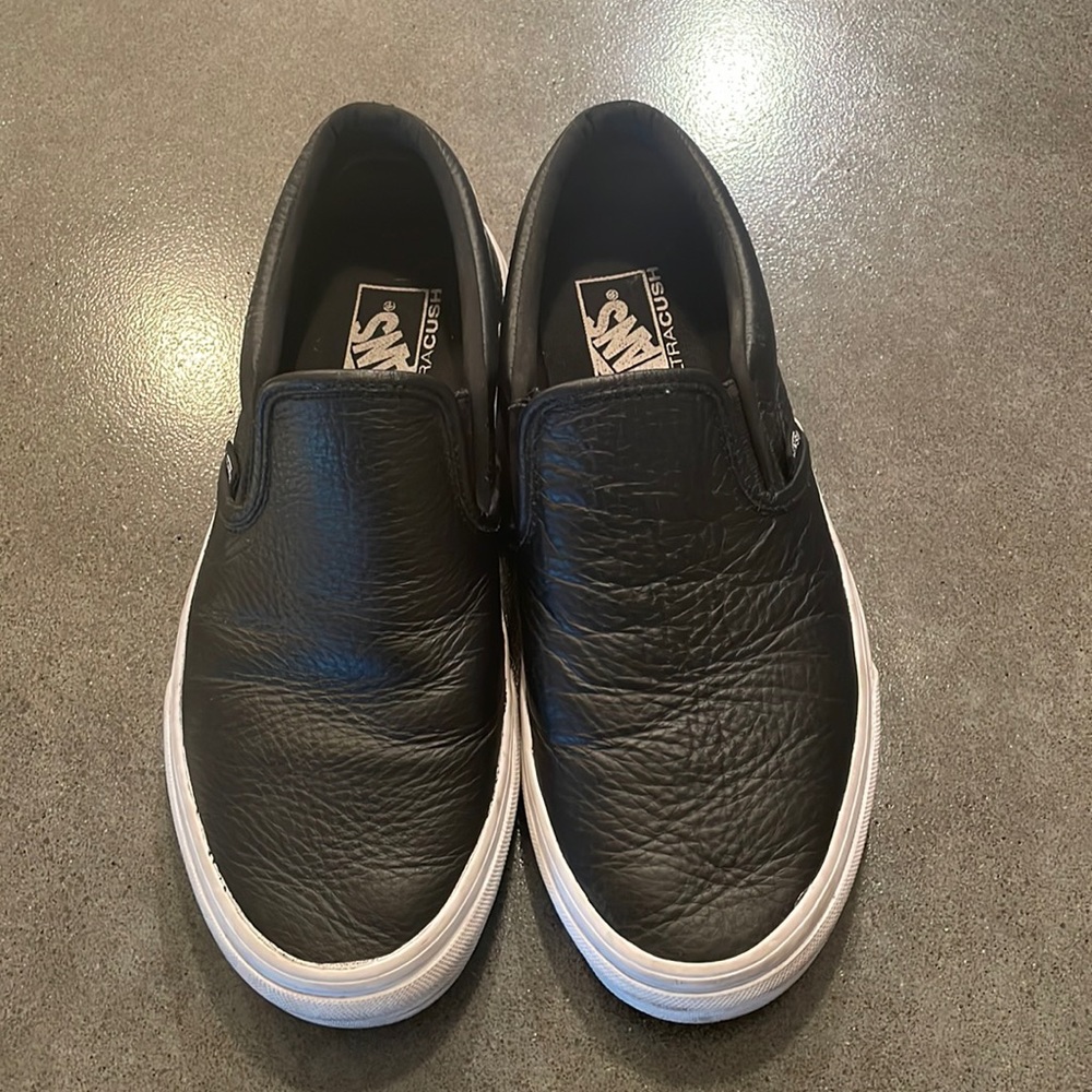 Vans Premium Leather Slip-On - Black Size 7.5 Mens